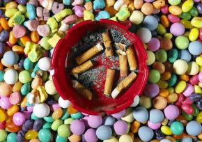 cigarette tray in candy bowl